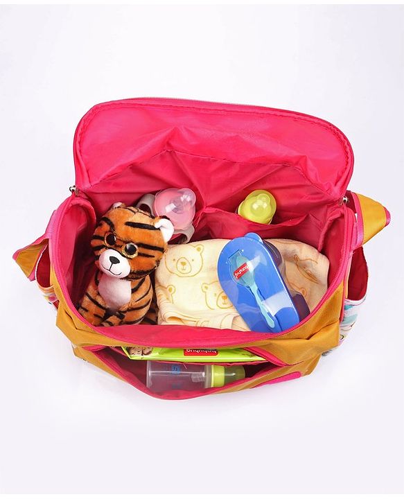 Babyhug Winsome Diaper Bag Elephant Print - Yellow