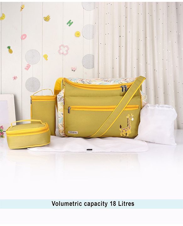 Babyhug Winsome Diaper Bag Giraffe Print - Dark Green