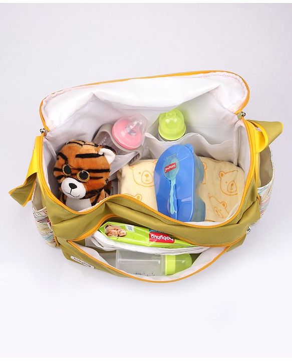 Babyhug Winsome Diaper Bag Giraffe Print - Dark Green