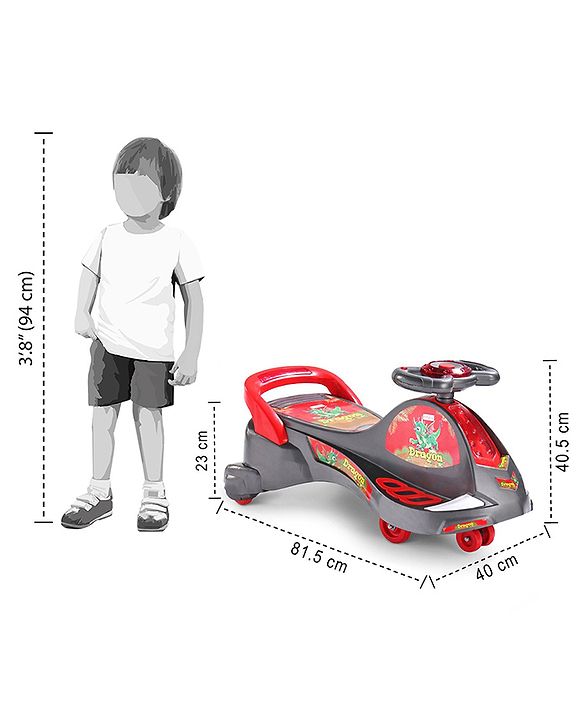 Babyhug Dragon Gyro Swing Car - Grey Red