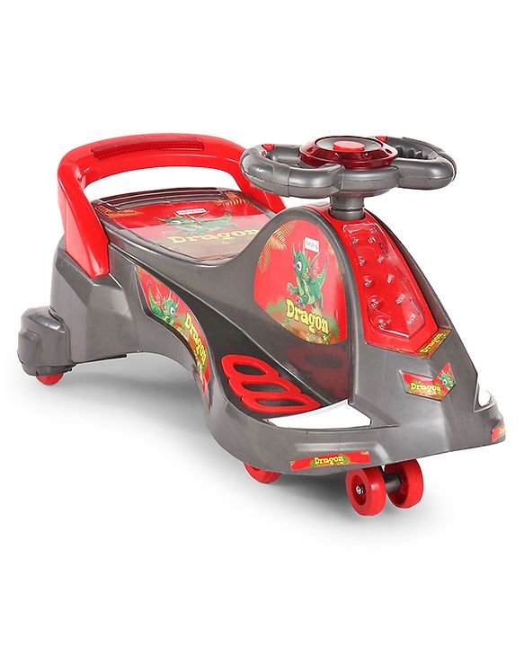 Babyhug Dragon Gyro Swing Car - Grey Red