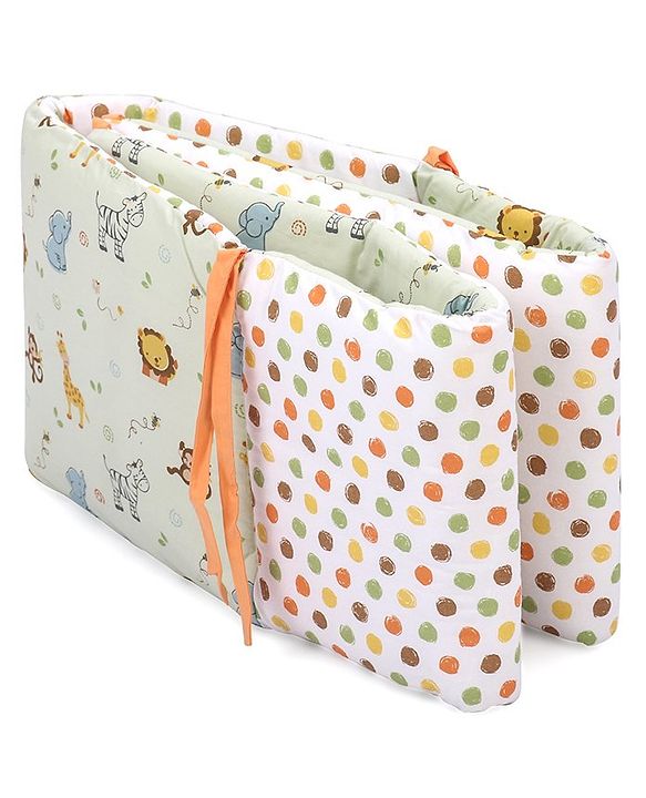 Babyhug Premium Cotton Head Support Bumper with Fitted Sheet for Cradle - Jungle Safari Theme