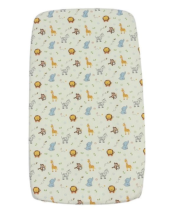 Babyhug Premium Cotton Head Support Bumper with Fitted Sheet for Cradle - Jungle Safari Theme