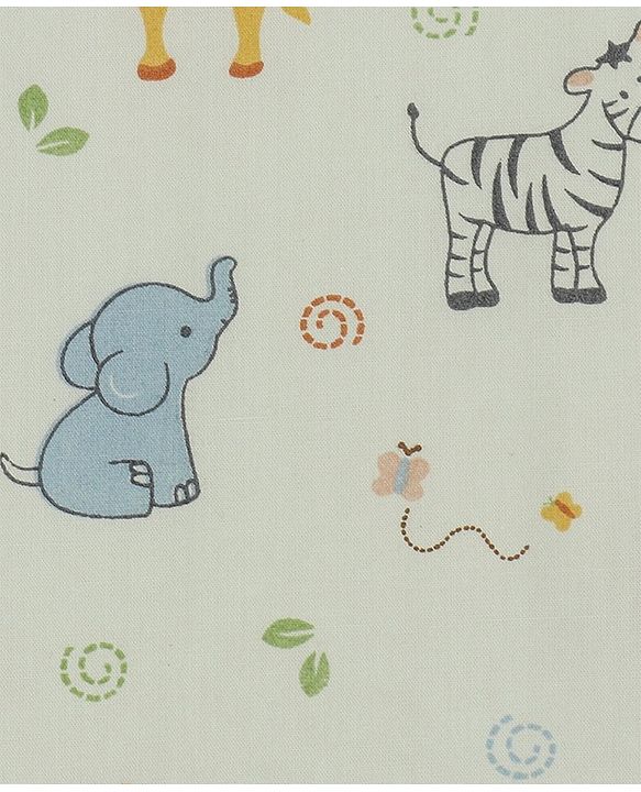 Babyhug Premium Cotton Head Support Bumper with Fitted Sheet for Cradle - Jungle Safari Theme