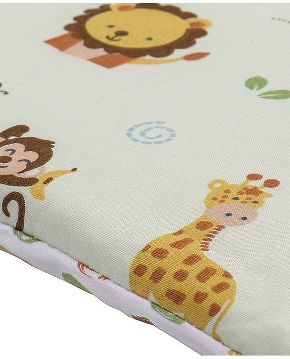 Babyhug Premium Cotton Head Support Bumper with Fitted Sheet for Cradle - Jungle Safari Theme