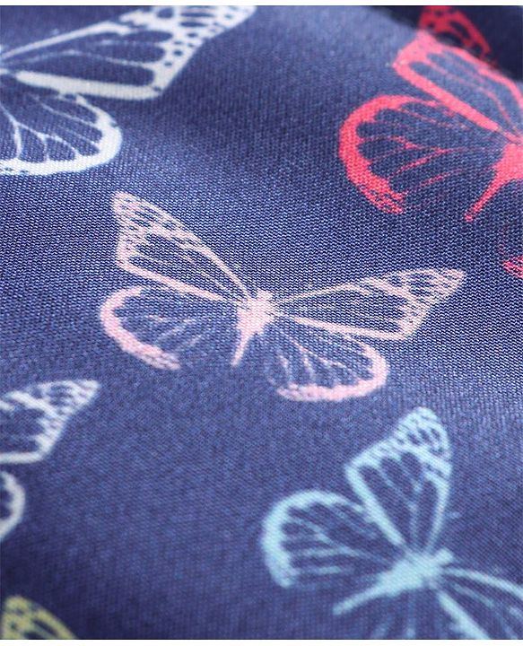 Babyhug Full Sleeves Hooded Jacket Allover Printed - Blue