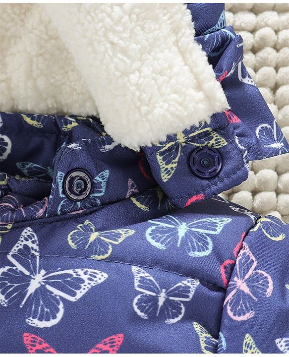 Babyhug Full Sleeves Hooded Jacket Allover Printed - Blue