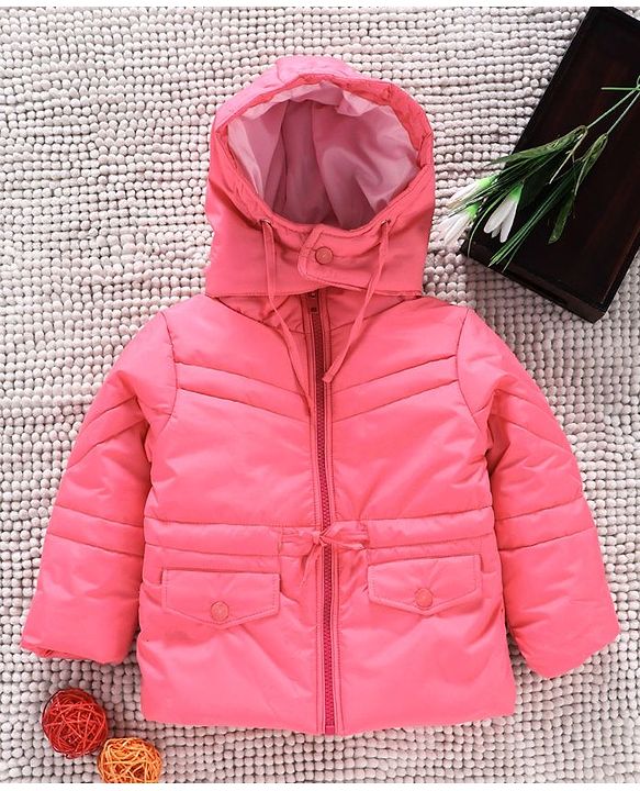 Babyhug Full Sleeves Padded Winter Jacket With Detachable Hood - Pink
