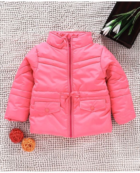 Babyhug Full Sleeves Padded Winter Jacket With Detachable Hood - Pink