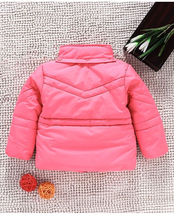 Babyhug Full Sleeves Padded Winter Jacket With Detachable Hood - Pink