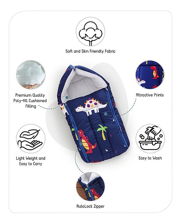 Babyhug Sleeping Bag Dino Print - Navy Blue