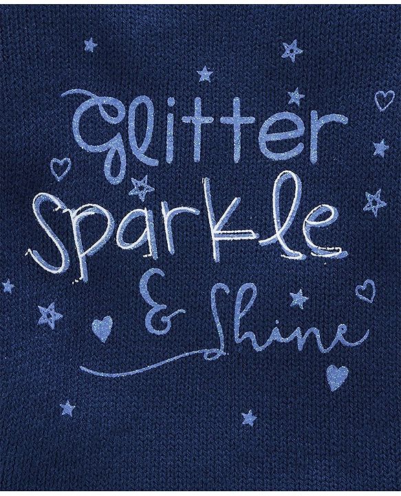 Babyhug Full Sleeves Sweater Glitter & Sparkle Print - Navy Blue