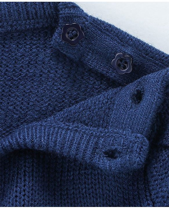 Babyhug Full Sleeves Sweater Glitter & Sparkle Print - Navy Blue