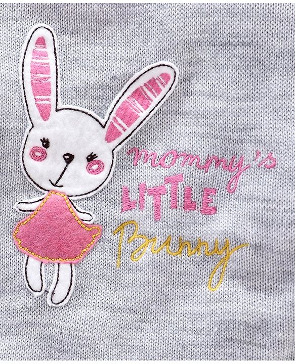 Babyhug Full Sleeves Sweater Bunny Patch - Pink Grey