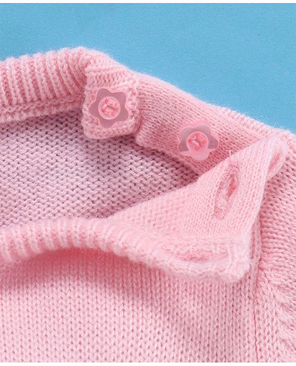 Babyhug Full Sleeves Sweater Animal Patch - Pink