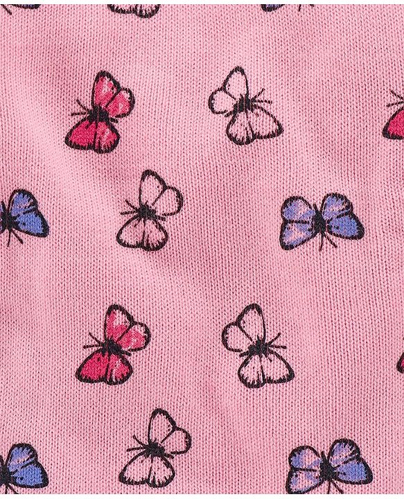 Babyhug Full Sleeves Sweater Butterfly Print - Pink