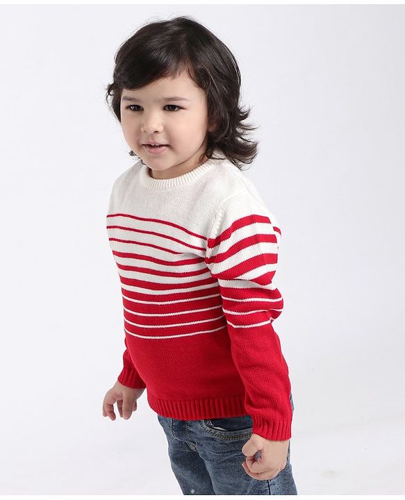 Babyhug Full Sleeves Sweater - Off White Red