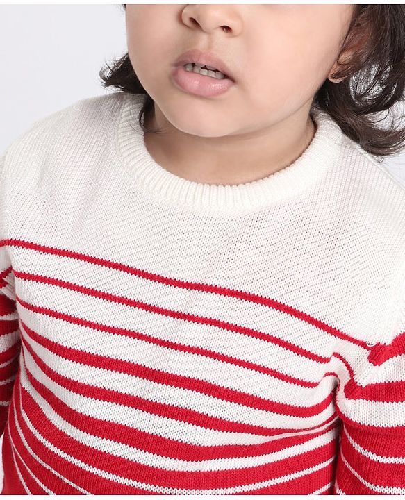 Babyhug Full Sleeves Sweater - Off White Red