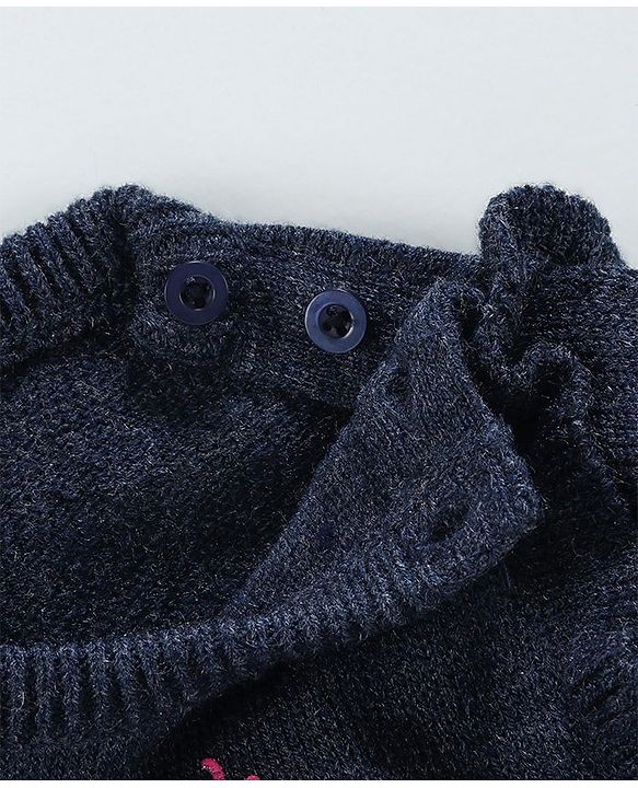 Babyhug Full Sleeves Sweater Dancing Print - Navy Blue