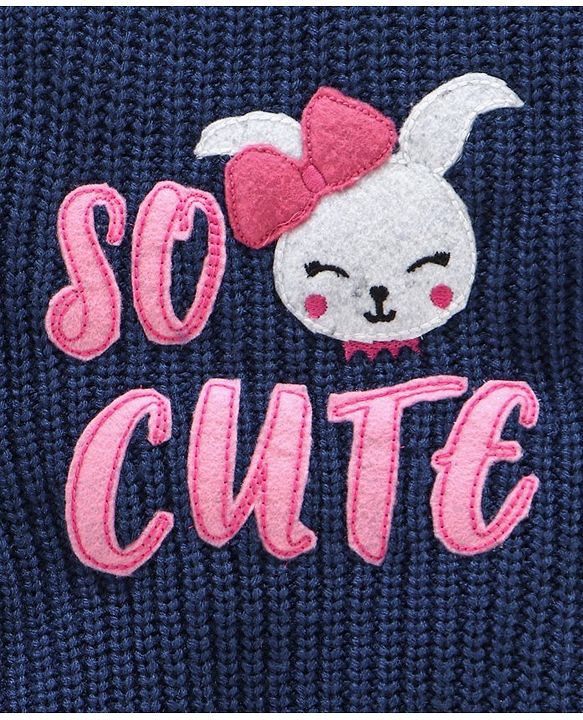 Babyhug Full Sleeves Sweater Cute Print - Navy Blue