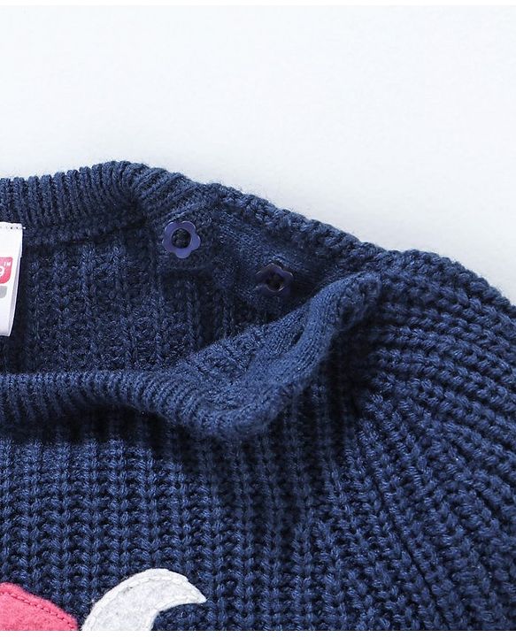 Babyhug Full Sleeves Sweater Cute Print - Navy Blue