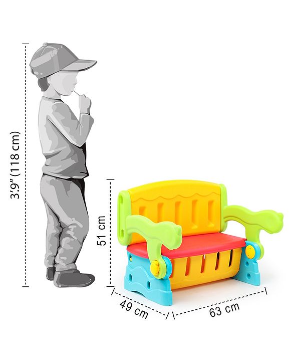 Babyhug Multifunction Chair Cum Study Table - Multicolor| Easy to Assemble| Light Weight| Indoor & Outdoor Use