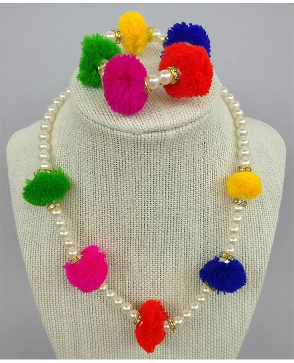 Colorful Beaded Pom-Pom Bracelet Lumba - Aapno Rajasthan - 4148403