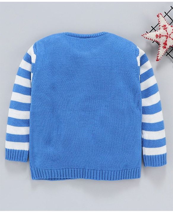 Babyhug Full Sleeves Sweater Kitty Embroidered - Blue