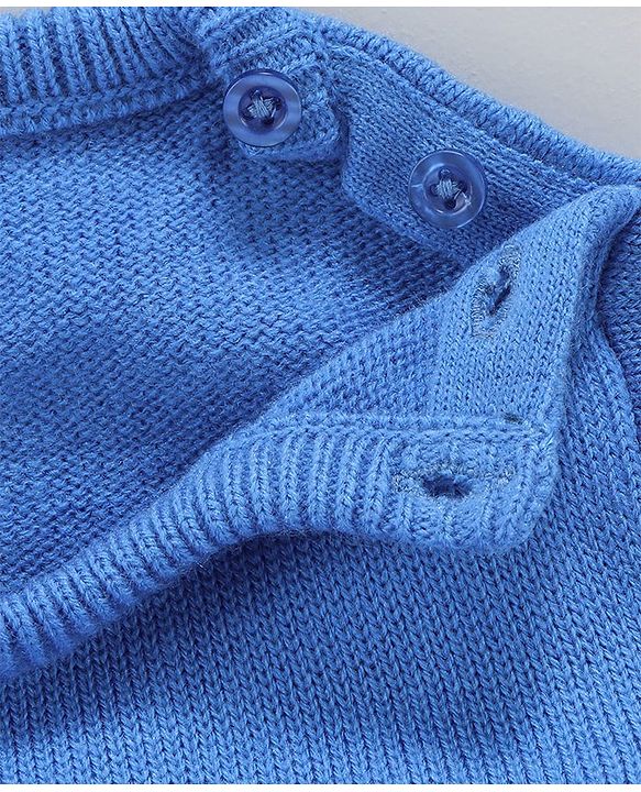 Babyhug Full Sleeves Sweater Kitty Embroidered - Blue