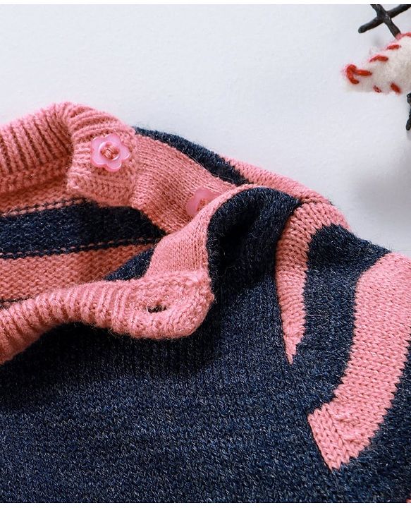 Babyhug Full Sleeves Sweater Bunny Patch - Navy Blue