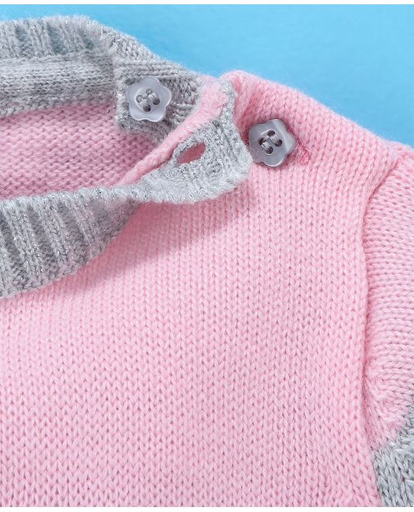Babyhug Full Sleeves Winter Wear Sweater Bunny Patch - Pink
