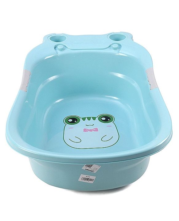 Babyhug Large Bath Tub with Bath Sling Smiley Print with Drainage Cap - Blue