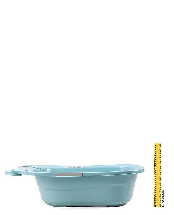 Babyhug Large Bath Tub with Bath Sling Smiley Print with Drainage Cap - Blue