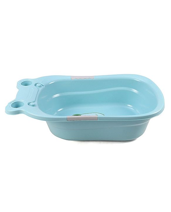 Babyhug Large Bath Tub with Bath Sling Smiley Print with Drainage Cap - Blue