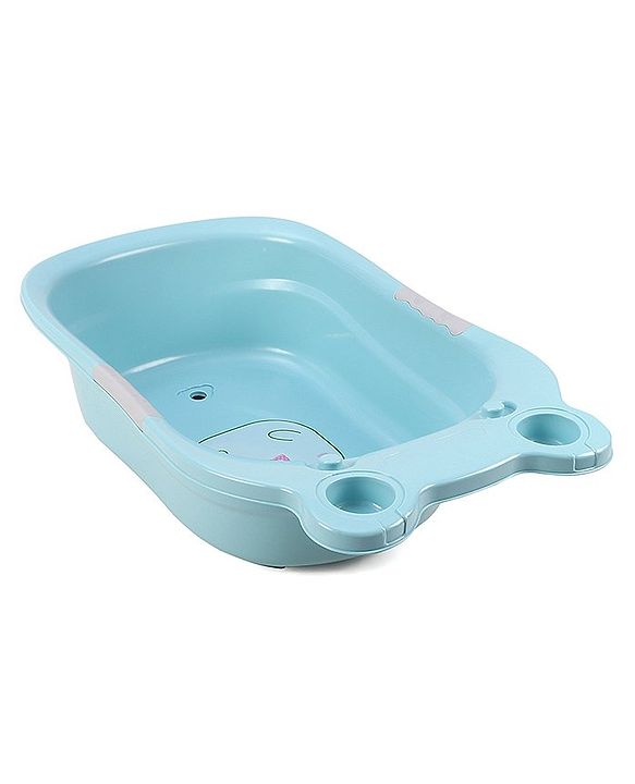 Babyhug Large Bath Tub with Bath Sling Smiley Print with Drainage Cap - Blue