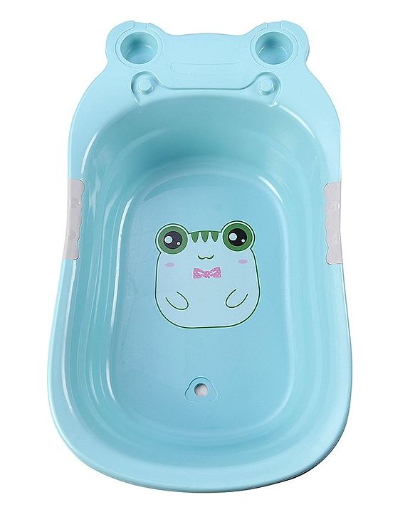 Babyhug Large Bath Tub with Bath Sling Smiley Print with Drainage Cap - Blue