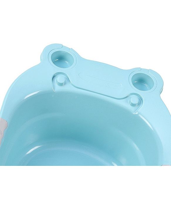 Babyhug Large Bath Tub with Bath Sling Smiley Print with Drainage Cap - Blue