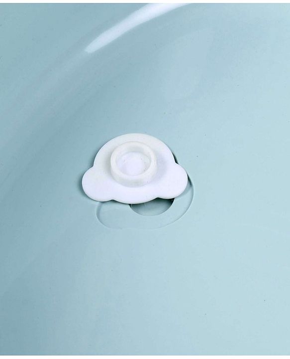 Babyhug Large Bath Tub with Bath Sling Smiley Print with Drainage Cap - Blue