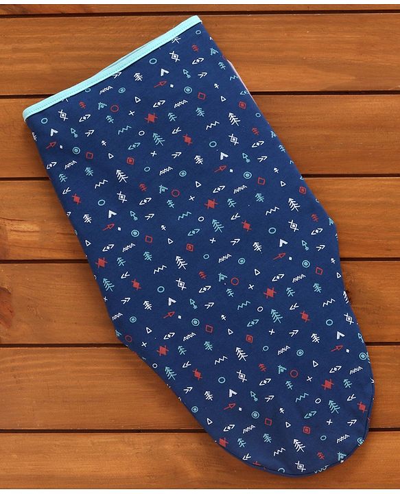 Babyhug 100% Cotton Swaddle Wrapper Printed Set of 2 - White & Blue