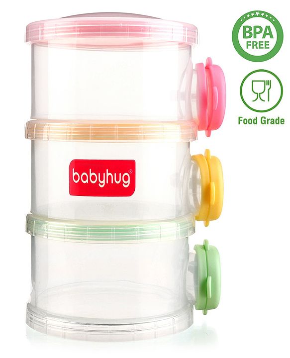 Babyhug Milk Powder Container 3 Racks 120 ml Each - Multicolor