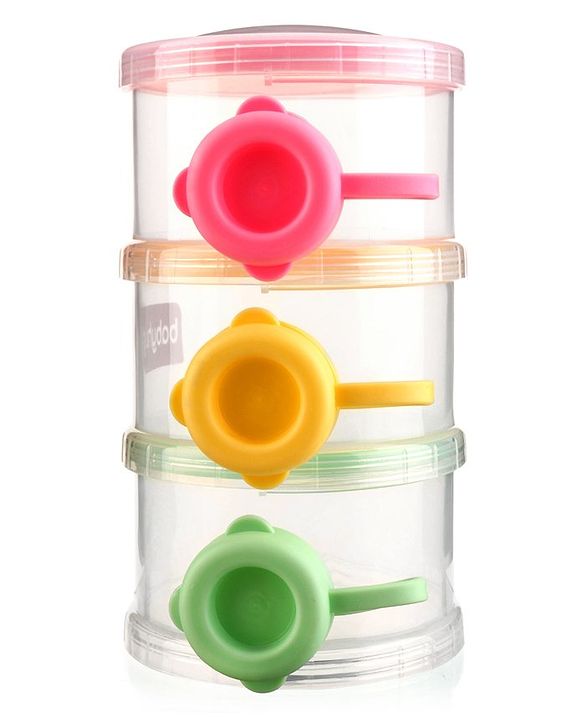 Babyhug Milk Powder Container 3 Racks 120 ml Each - Multicolor