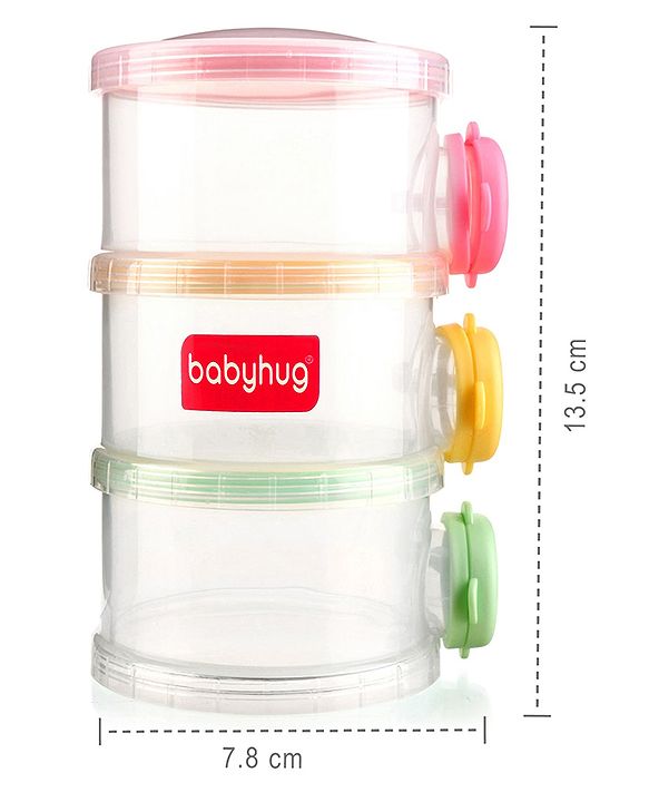 Babyhug Milk Powder Container 3 Racks 120 ml Each - Multicolor