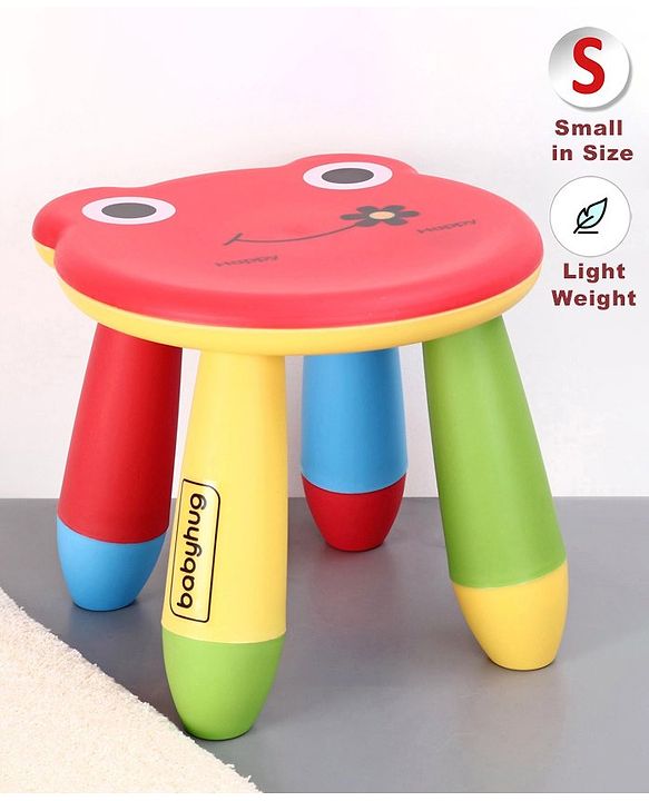 Babyhug Small Size Stool Frog Design - Red| Easy to Assemble| Step Stool| Bathroom Stool| Indoor & Outdoor Use