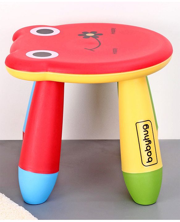 Babyhug Small Size Stool Frog Design - Red| Easy to Assemble| Step Stool| Bathroom Stool| Indoor & Outdoor Use