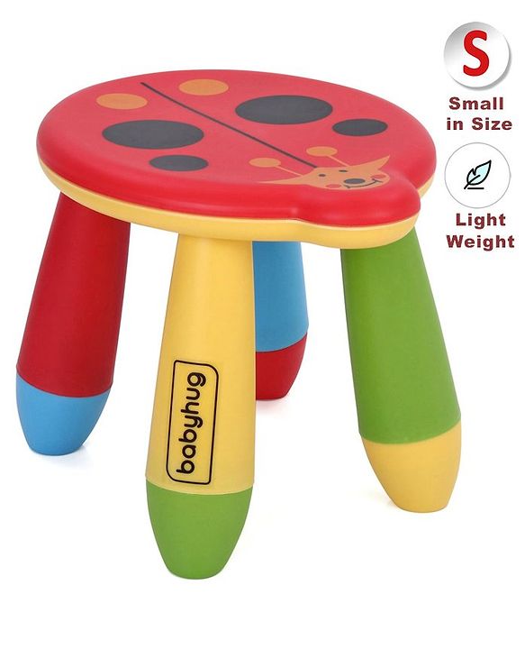 Babyhug Lightweight Stool Ladybug Design - Red Multicolor| Easy to Assemble| Step Stool| Bathroom Stool| Indoor & Outdoor Use