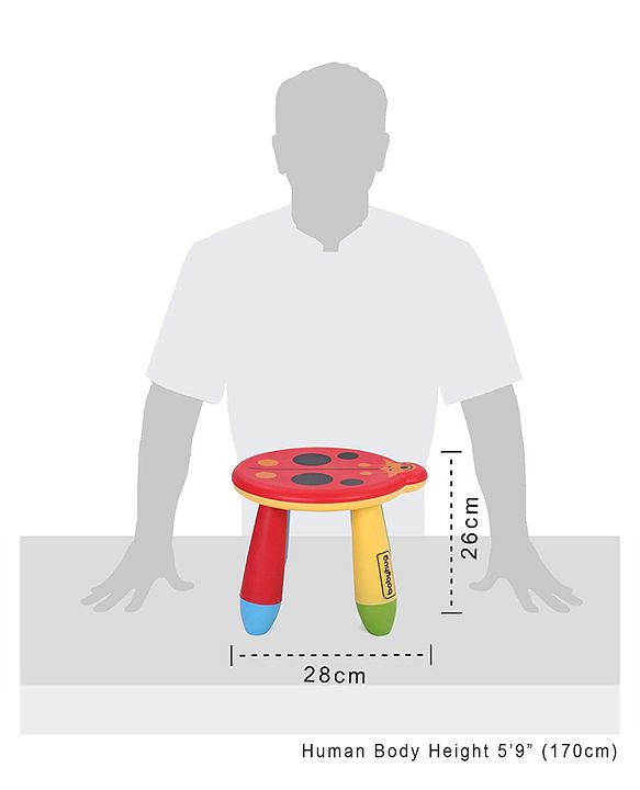 Babyhug Lightweight Stool Ladybug Design - Red Multicolor| Easy to Assemble| Step Stool| Bathroom Stool| Indoor & Outdoor Use