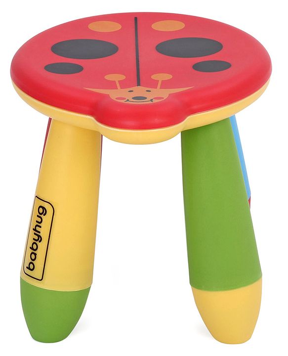 Babyhug Lightweight Stool Ladybug Design - Red Multicolor| Easy to Assemble| Step Stool| Bathroom Stool| Indoor & Outdoor Use
