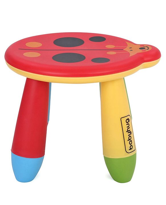 Babyhug Lightweight Stool Ladybug Design - Red Multicolor| Easy to Assemble| Step Stool| Bathroom Stool| Indoor & Outdoor Use