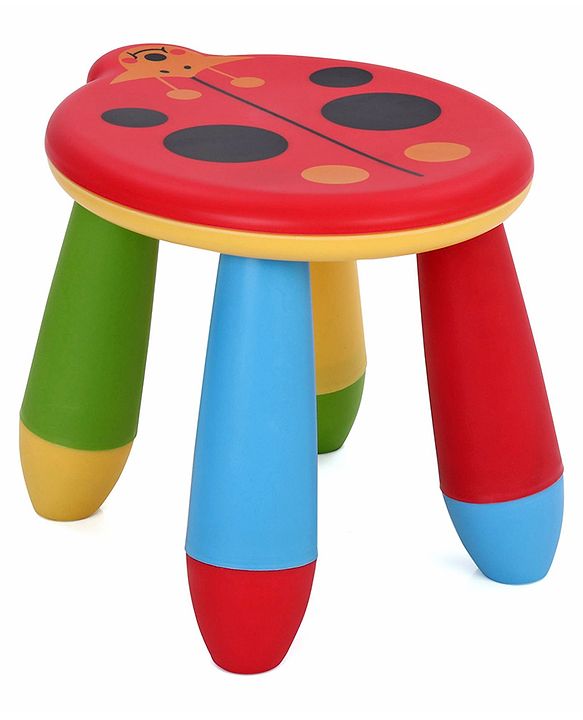 Babyhug Lightweight Stool Ladybug Design - Red Multicolor| Easy to Assemble| Step Stool| Bathroom Stool| Indoor & Outdoor Use