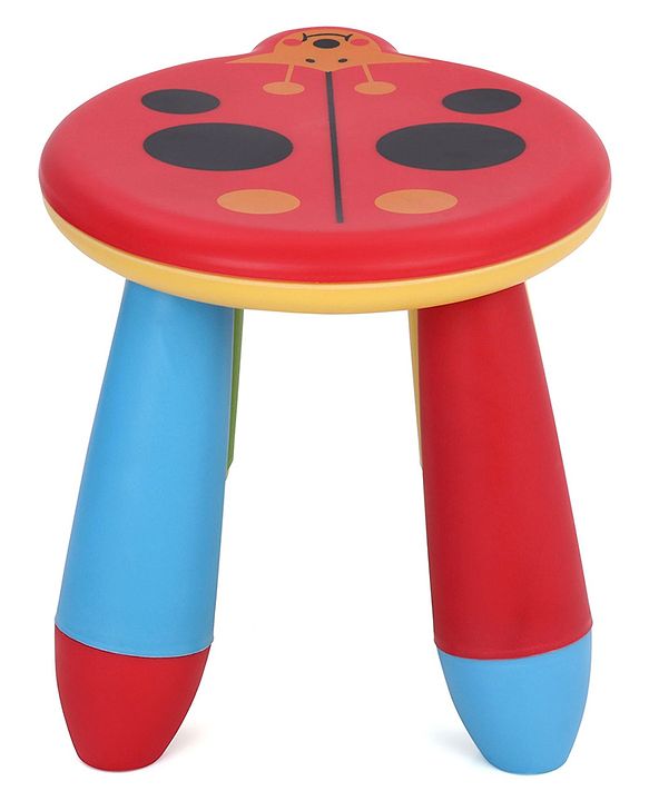 Babyhug Lightweight Stool Ladybug Design - Red Multicolor| Easy to Assemble| Step Stool| Bathroom Stool| Indoor & Outdoor Use